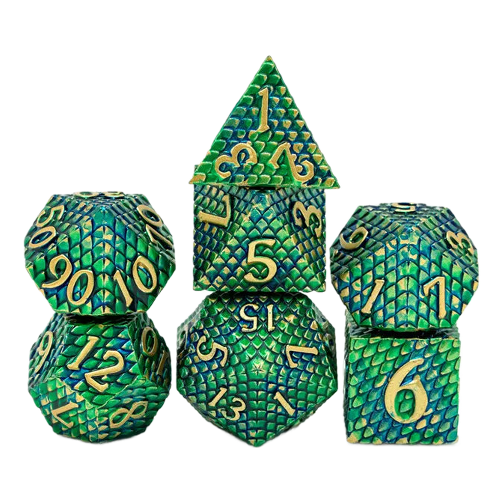 Dragon Scale Groen/Blauw — 7-delige dobbelsteenset